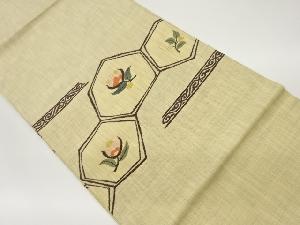 変わり亀甲に花模様織出し名古屋帯